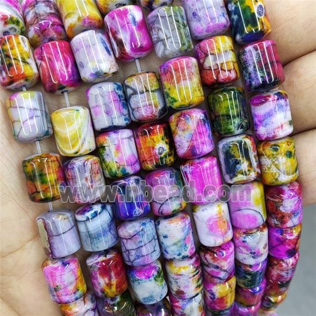 Natural Agate Beads Fire Heated Tube Multicolor Dye