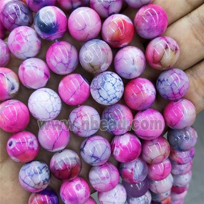Natural Agate Beads Pink Dye Smooth Round