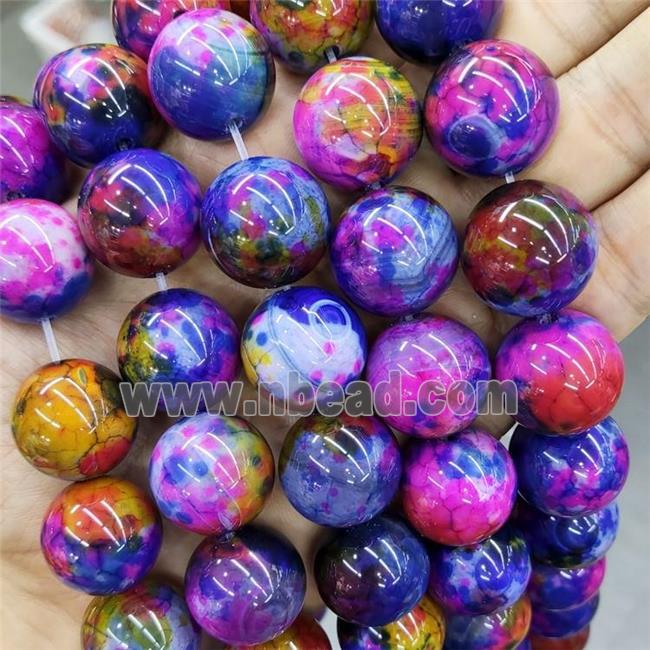 Natural Agate Beads Multicolor Dye Smooth Round