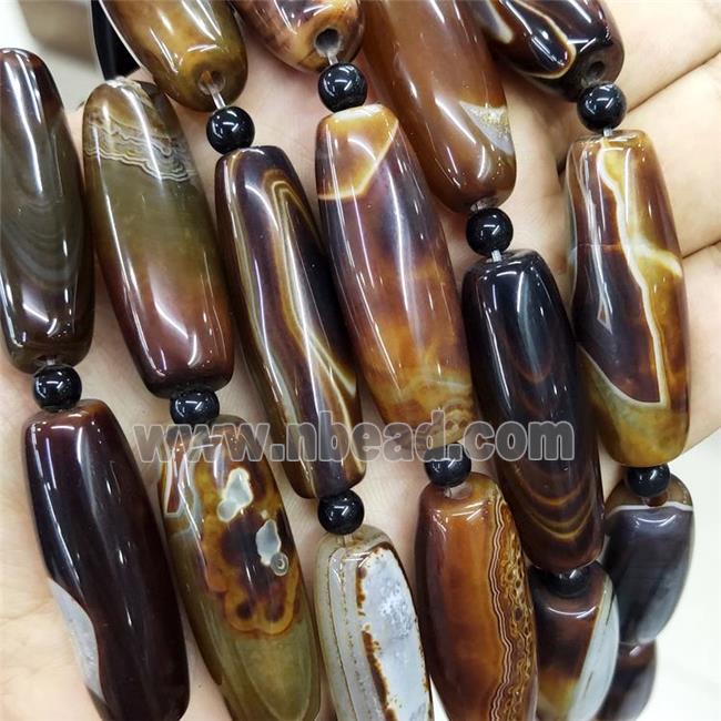 Natural Agate Rice Beads Chocolate Dye