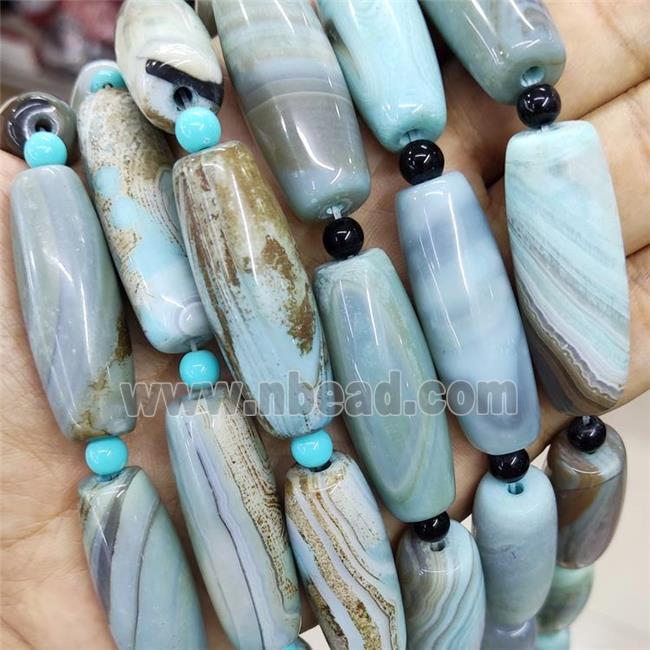 Natural Agate Rice Beads Teal Dye