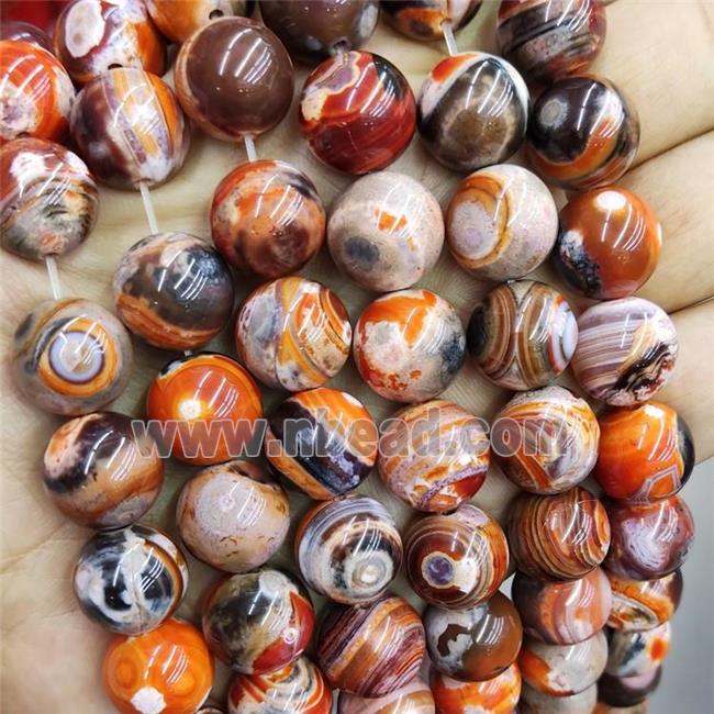 Natural Fire Agate Beads Red Dye Smooth Round