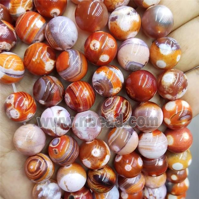 Natural Fire Agate Beads Red Dye Smooth Round