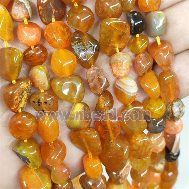 Natural Agate Chips Beads Freeform Orange Dye