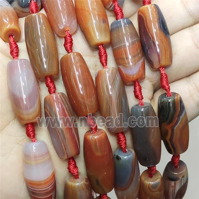 Natural Agate Rice Beads Red Banded