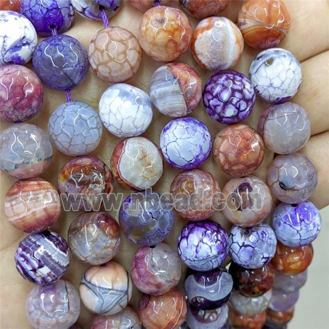 Purple Veins Agate Beads Dye Faceted Round