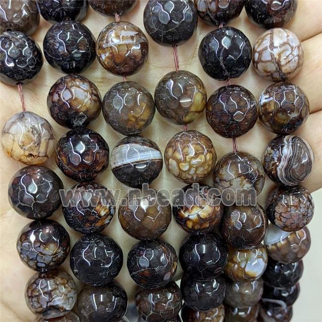 Deepcoffee Veins Agate Beads Dye Faceted Round