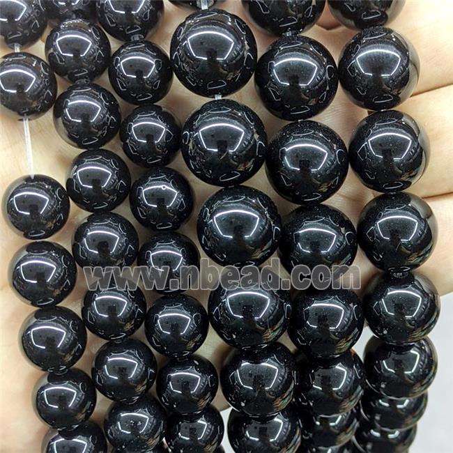 Black Onyx Agate Beads Smooth Round