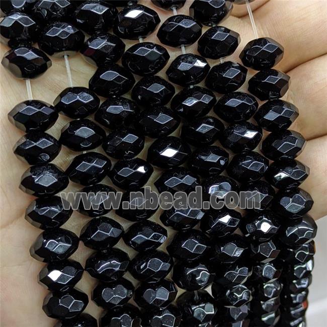 Black Onyx Agate Rondelle Beads Faceted