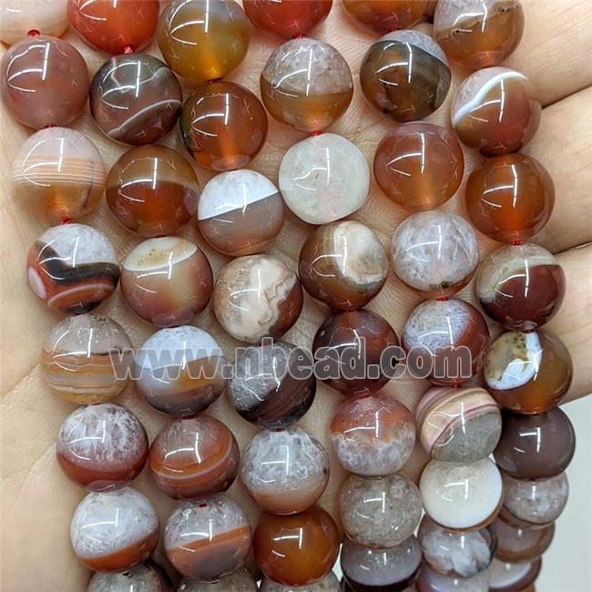 Natural Agate Druzy Beads Red Smooth Round