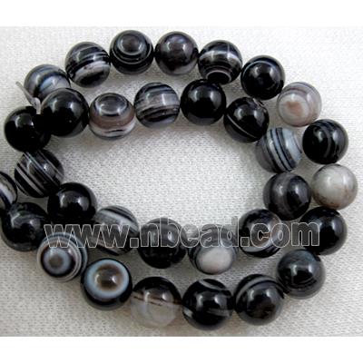 round Natural black stripe Agate beads