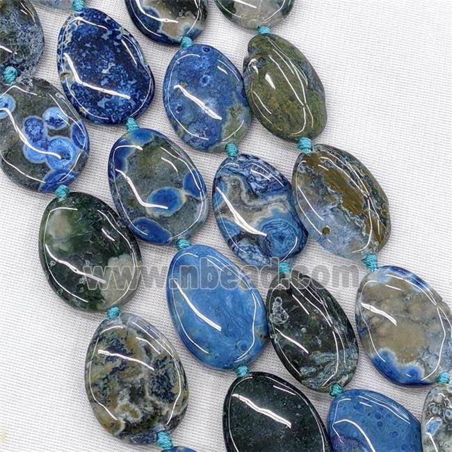 Natural Ocean Agate Slice Beads Blue Dye