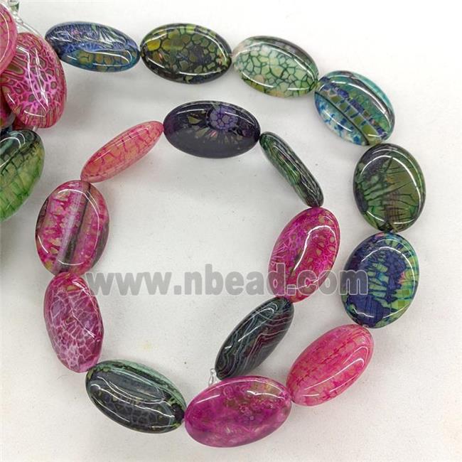Natural Veins Agate Oval Beads Mixed Color Dye