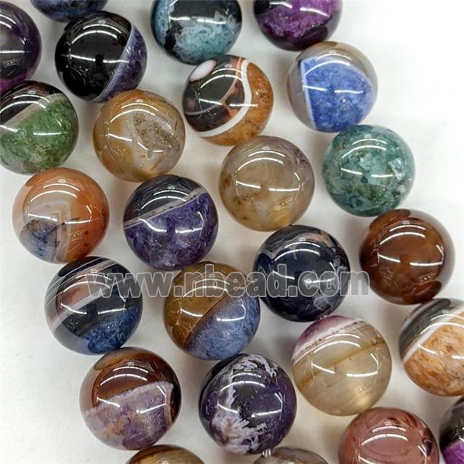 Natural Druzy Agate Beads Mixed Color Dye Smooth Round