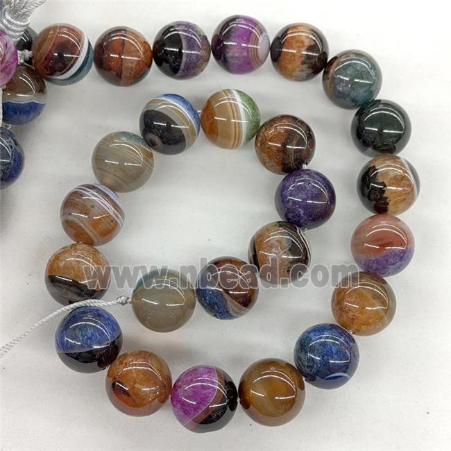 Natural Druzy Agate Beads Mixed Color Dye Smooth Round
