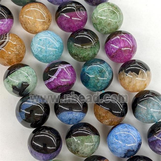 Natural Druzy Agate Round Beads Mixed Color Dye Smooth