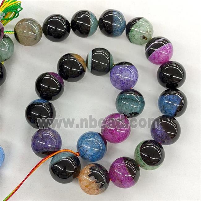 Natural Druzy Agate Round Beads Mixed Color Dye Smooth