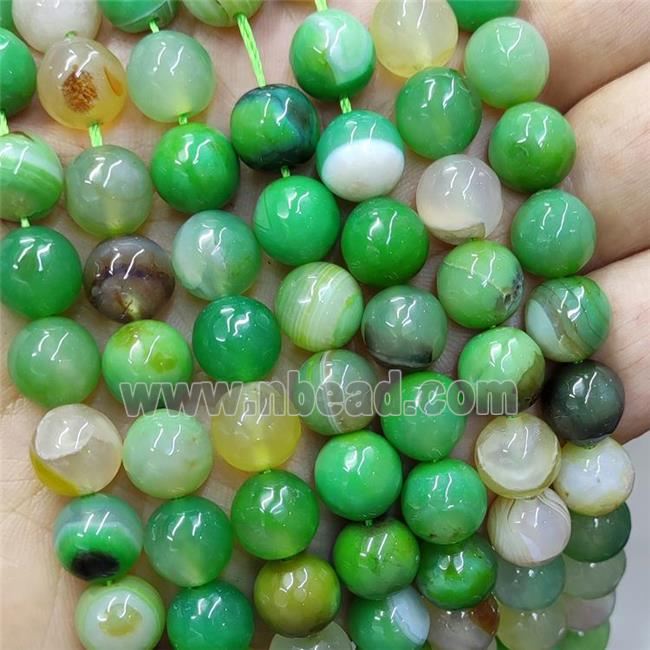 Natural Agate Beads Green Dye Faceted Round