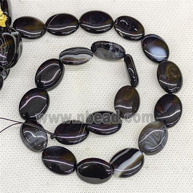 Natural Stripe Agate Oval Beads Black Dye