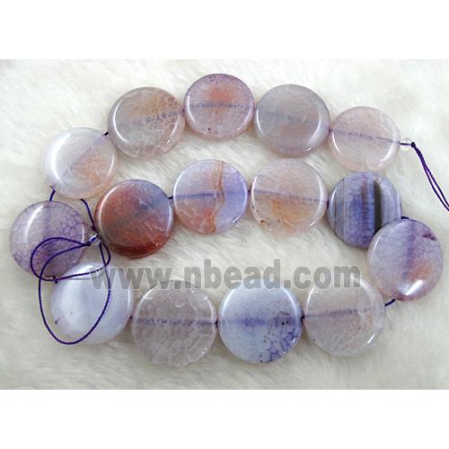 purple veins Agate beads, coin round