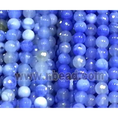 blue Agate Stone bead, faceted round