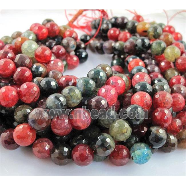 mix color Agate Stone beads, faceted round, tourmalined