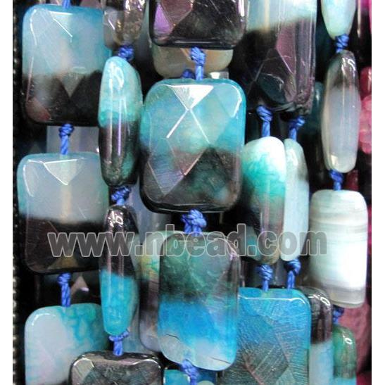 blue veins Agate Stone bead, faceted rectangle