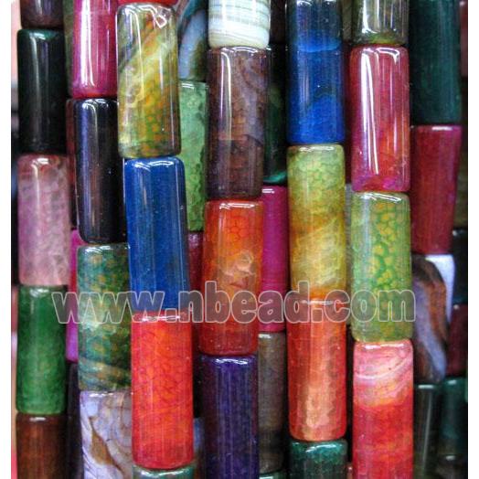 veins Agate Stone beads, column, mixed color