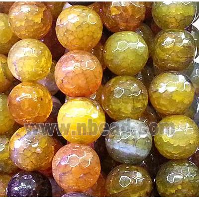 yellow veins Agate Stone Beads, faceted round