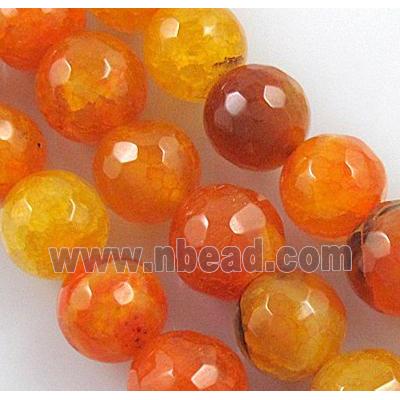 orange veins Agate Stone bead, faceted round