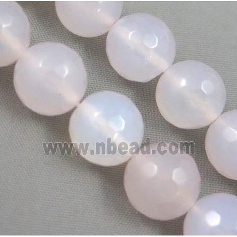 faceted round white Agate Beads