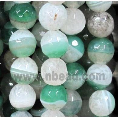faceted round Druzy Agate beads, green