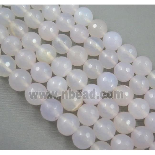 faceted round white Agate Beads