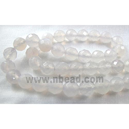 white Agate Stone Bead, faceted round