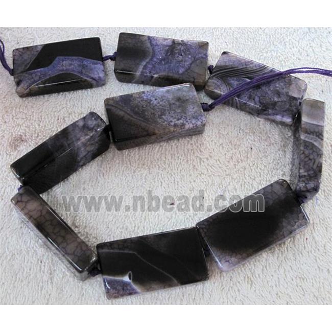 Agate Druzy beads, rectangle, purple