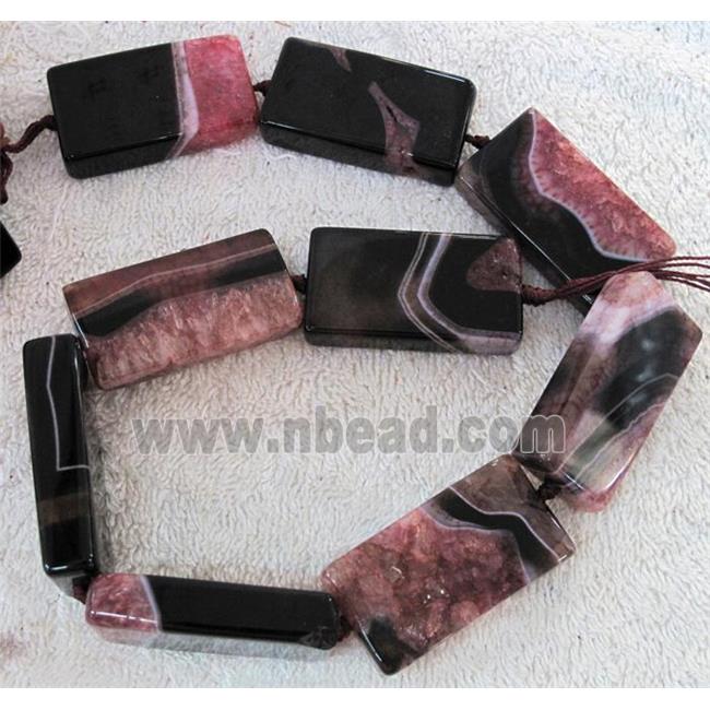 Agate Druzy beads, rectangle, pink