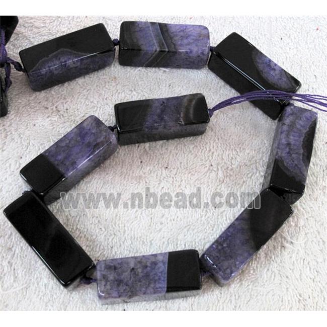 Agate Druzy beads, cuboid, purple
