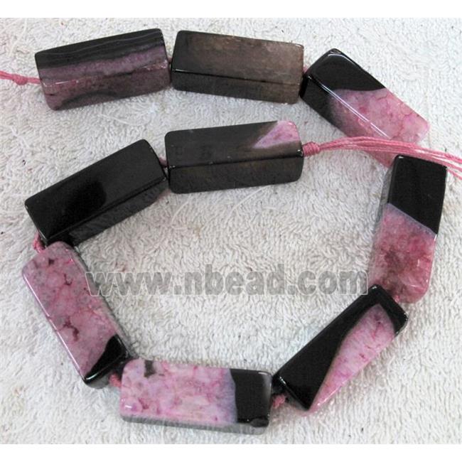 Agate Druzy beads, cuboid, pink