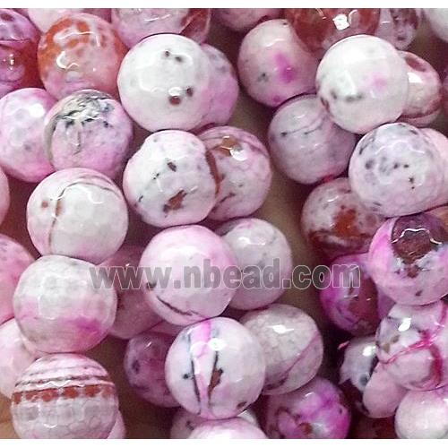 pink fire Agate stone beads, faceted round