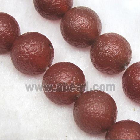 rough red Tibetan Agate stone beads, round