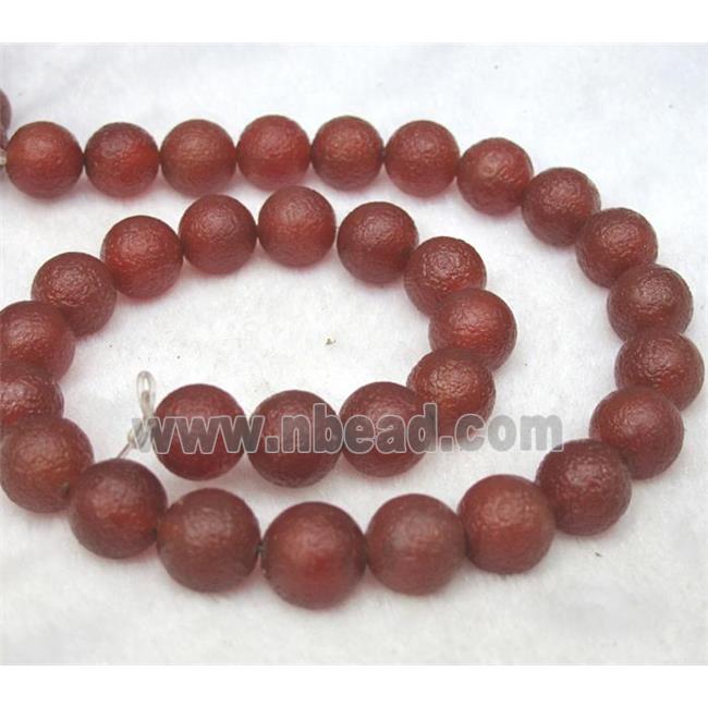 rough red Tibetan Agate stone beads, round