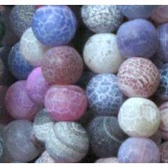 frosted crackle agate beads, round, mixed color