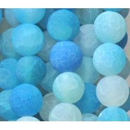 round frosted aqua crackle agate beads