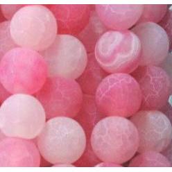 round frosted pink crackle agate beads