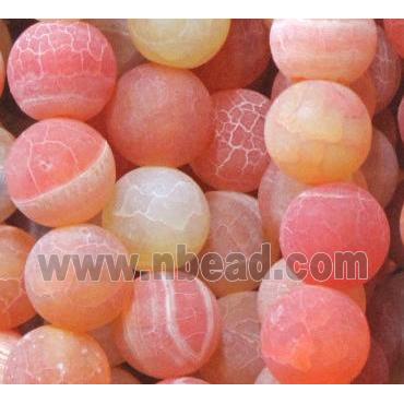 round frosted orange crackle agate beads