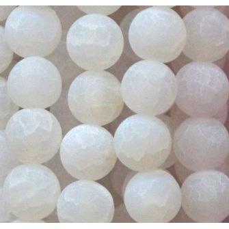 round frosted white Crackle Agate beads