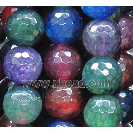 dragon veins agate beads, faceted round, mixed color