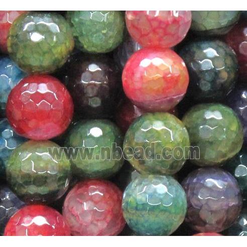 dragon veins agate beads, faceted round, mixed color