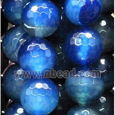 royal blue agate beads, faceted round