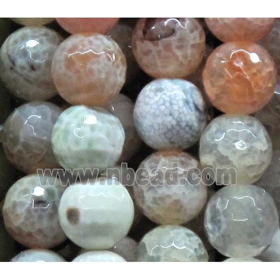 orange fire agate beads, faceted round